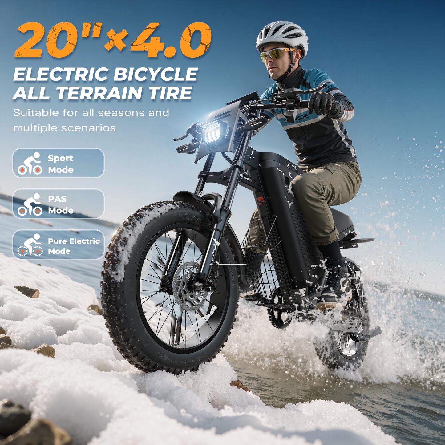 VARUN Electric Bike - Peak 1000W Ebike for Adults Up to 60Miles & 28MPH๏ผ48V 20.8Ah Battery, 20" Fat Tires, 7-Speed All-Terrain E-Bike with Suspension, LED Lights & Turn Signals - Dirt Bike Style