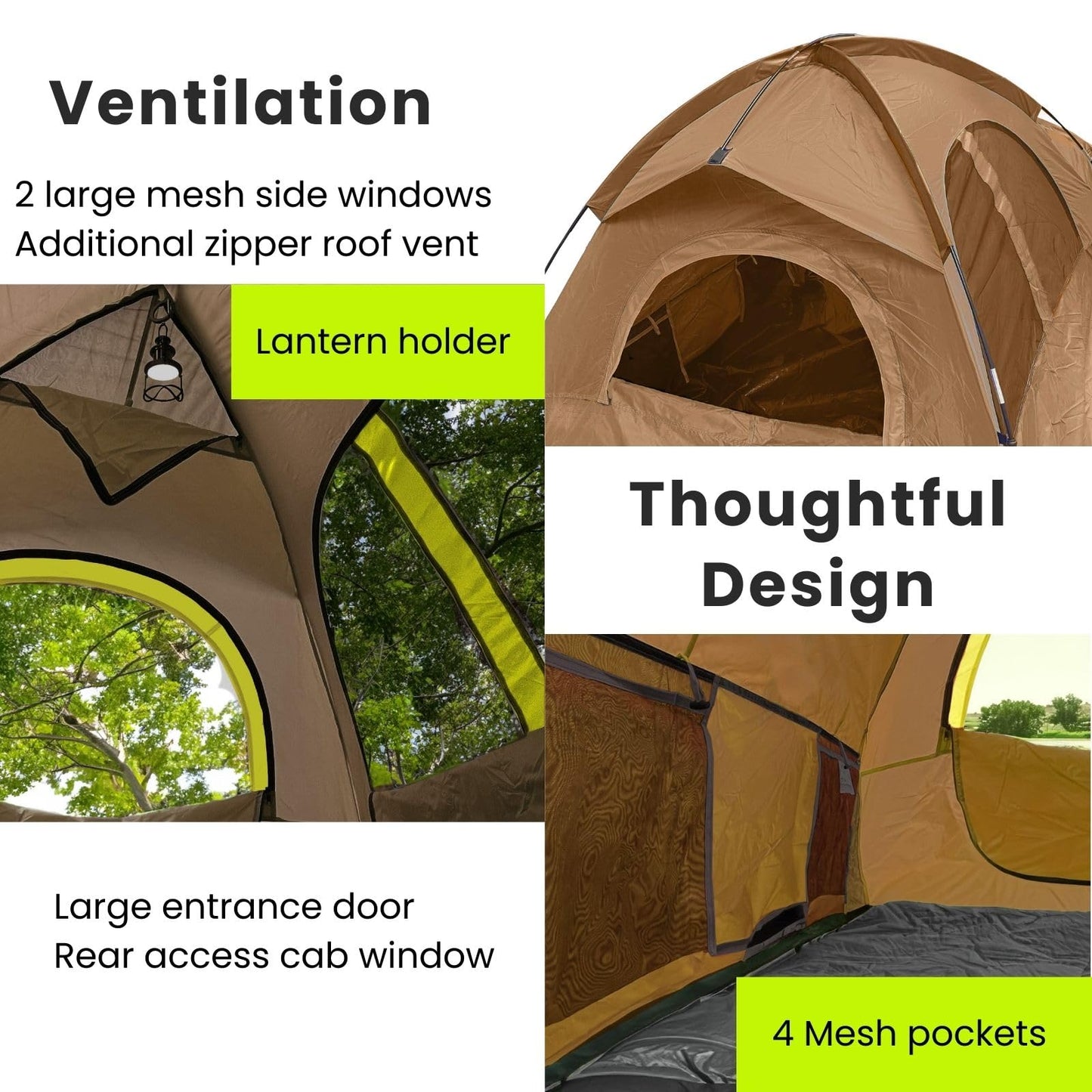 Savvycraft Pickup Truck Bed Tent for Full Size Truck 6.4'-6.7' Bed, Waterproof P3000mm 2-Person Double Layer Truck Bed Tent Camping Tent, Expandable Awning, Rainfly, Storage Bag Included Brown