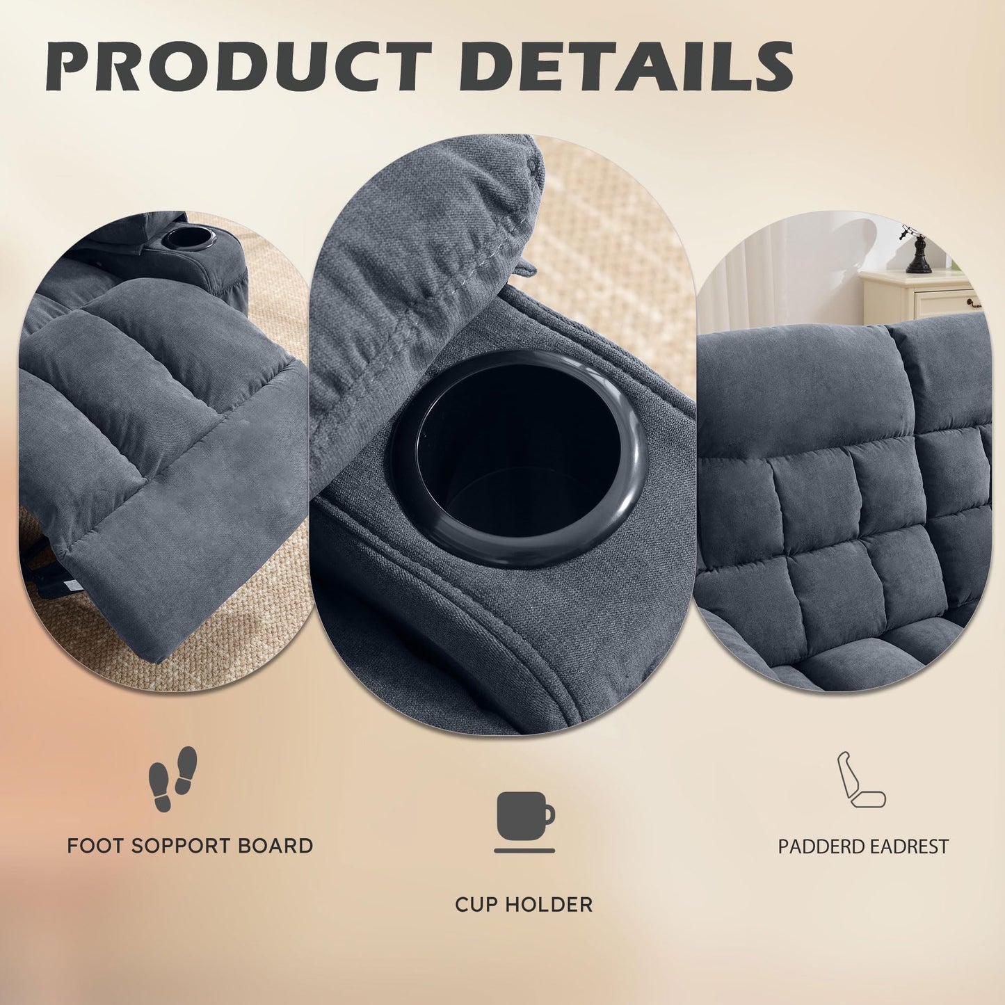 BOSMILLER Reclining Loveseat with Cup Holders for Living Room 2 Seat Manual Loveseat Recliner with Side Pocket