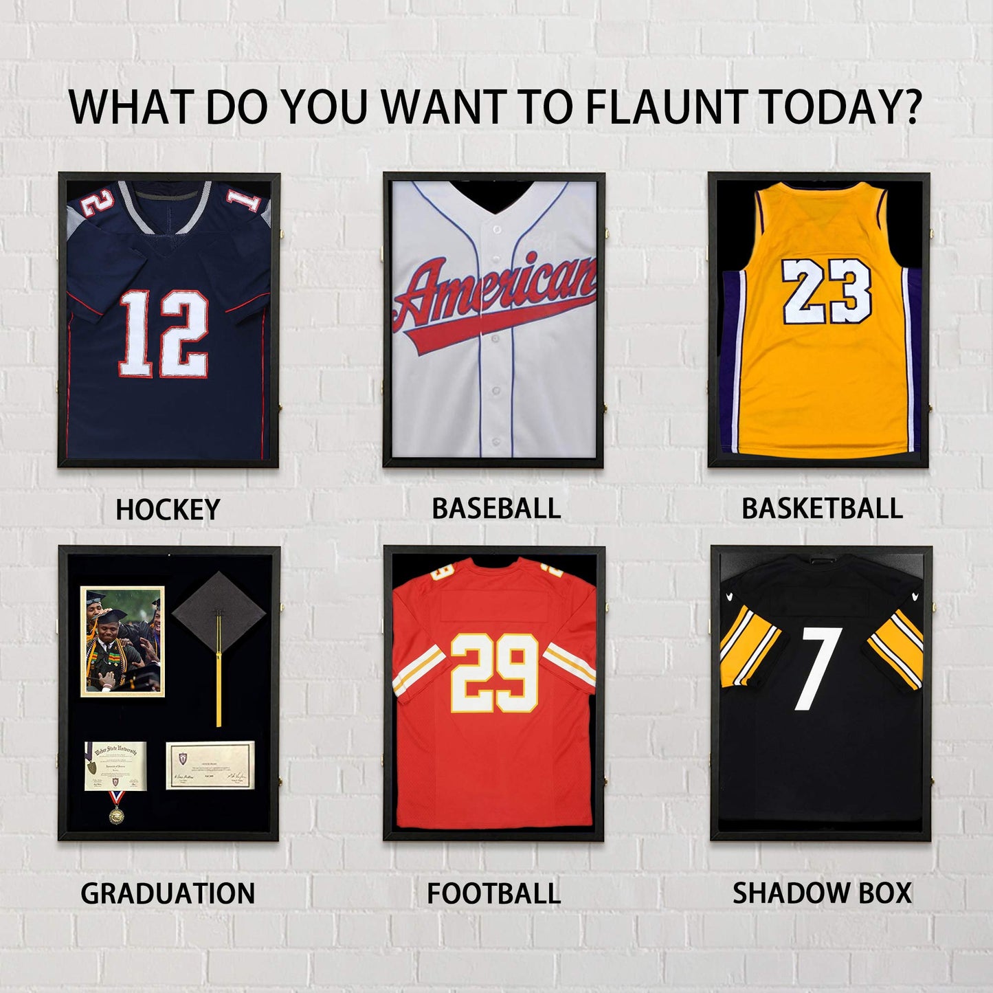 IHEIPYE Jersey Frame Display Case 2 Pack - Jersey Display Case - Large Sport Jersey Shadow Box with 98% Uv Protection Acrylic for Baseball Basketball Football Soccer Hockey Sport Shirt and Uniform