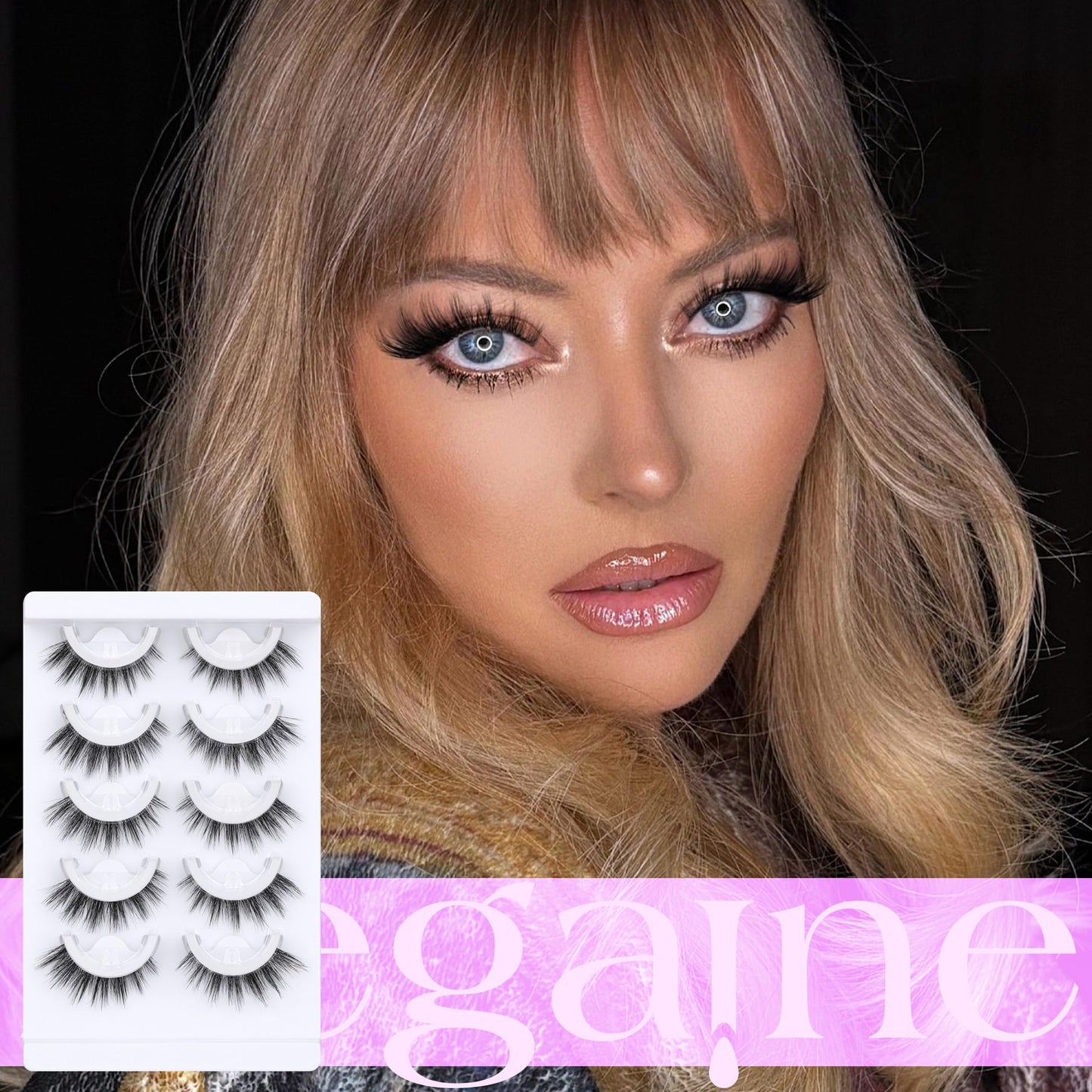 Zegaine Natural Self Adhesive Lashes Cat Eye Lashes Pre Glued Eyelashes Reusable Self Adhesive Eyelashes Wispy Glueless lashes Faux Mink Lashes Waterproof No Glued Needed Fluffy Strip Lashes 5 Pairs
