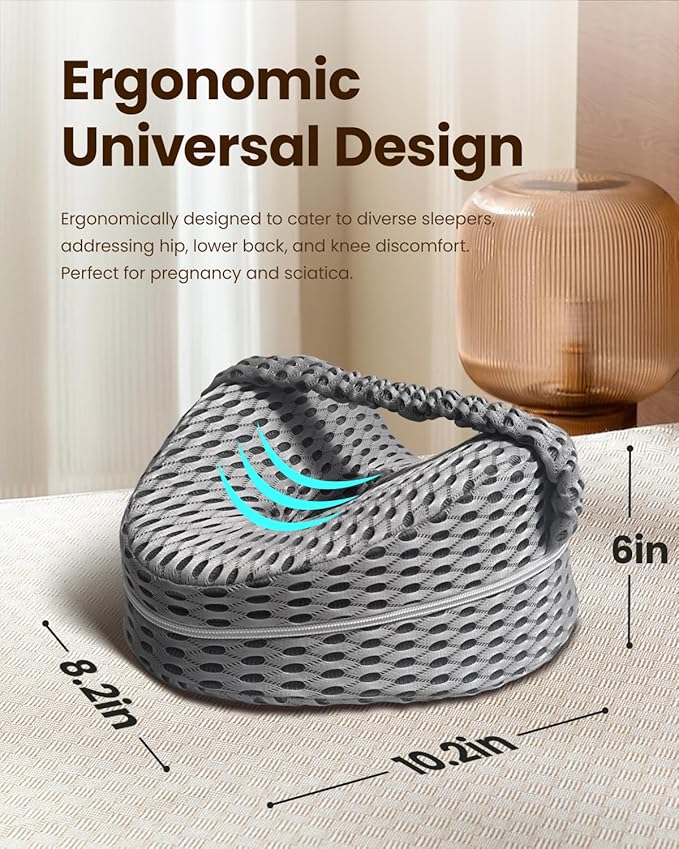 Leg & Knee Pillow for Side Sleepers โ Memory Foam Support Pillow with Strap, Soothing Relief for HIPS, Joints, Sciatica, Back