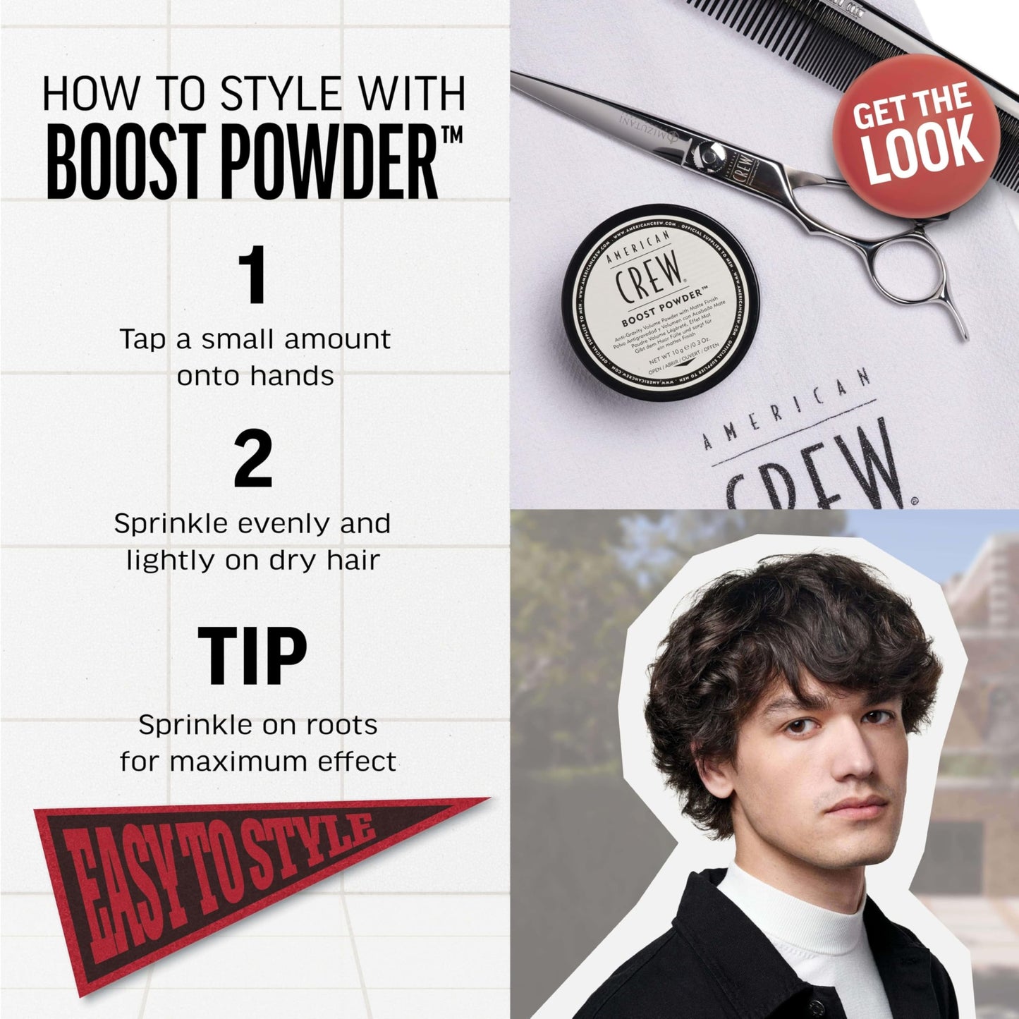 AMERICAN CREW Men's Hair Boost Powder, Provides Lift & Volume, 0.3 Oz (Pack of 2)