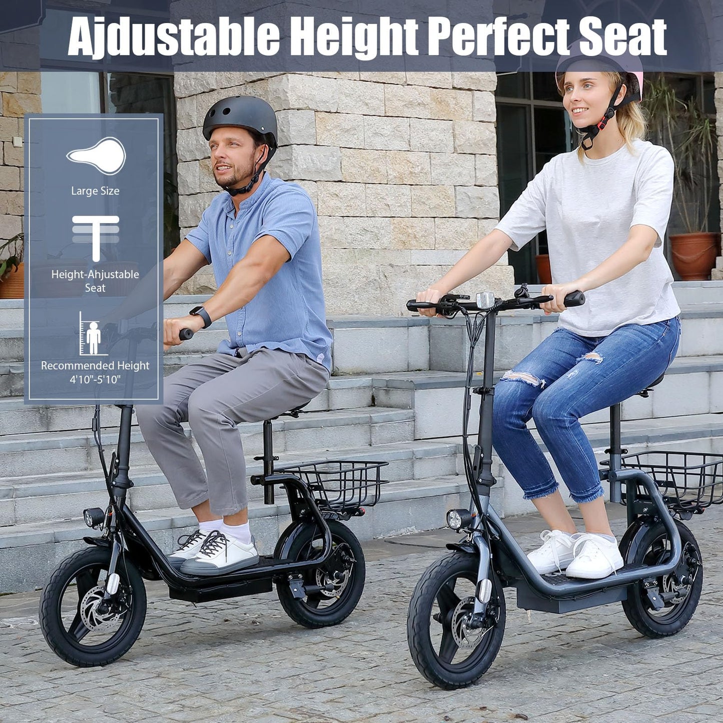 Caroma Electric Scooter with Seat for Adults, 14" Fat Tire Electric Scooter Adults, 15-Mile Range, Speed up to 20MPH