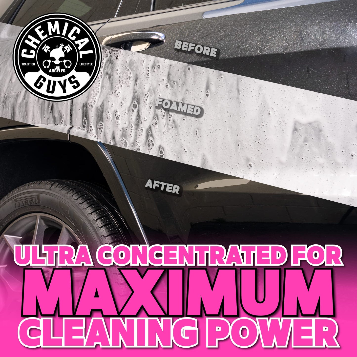 Chemical Guys Mr. Pink Foaming Car Wash Soap, High-Suds pH-Balanced Car Shampoo, Safe for Wax & Sealants, Works with Foam Cannons & Bucket Wash, Safe on All Paint Finishes, 64 oz, Candy Scent