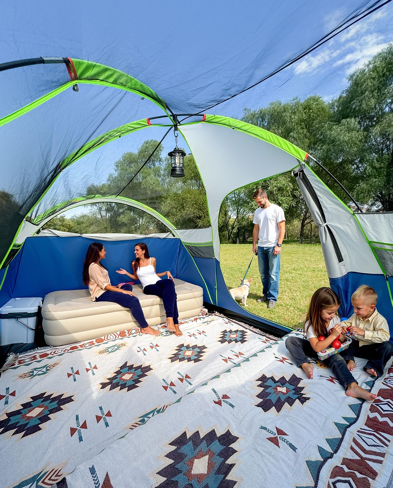 LOYEAHCAMP 8 Person Larger Extended Dome Camping Tent with 3 Rooms, Waterproof Semi-Freestanding Family Outdoor Tent with Spacious Interior and Mesh Windows