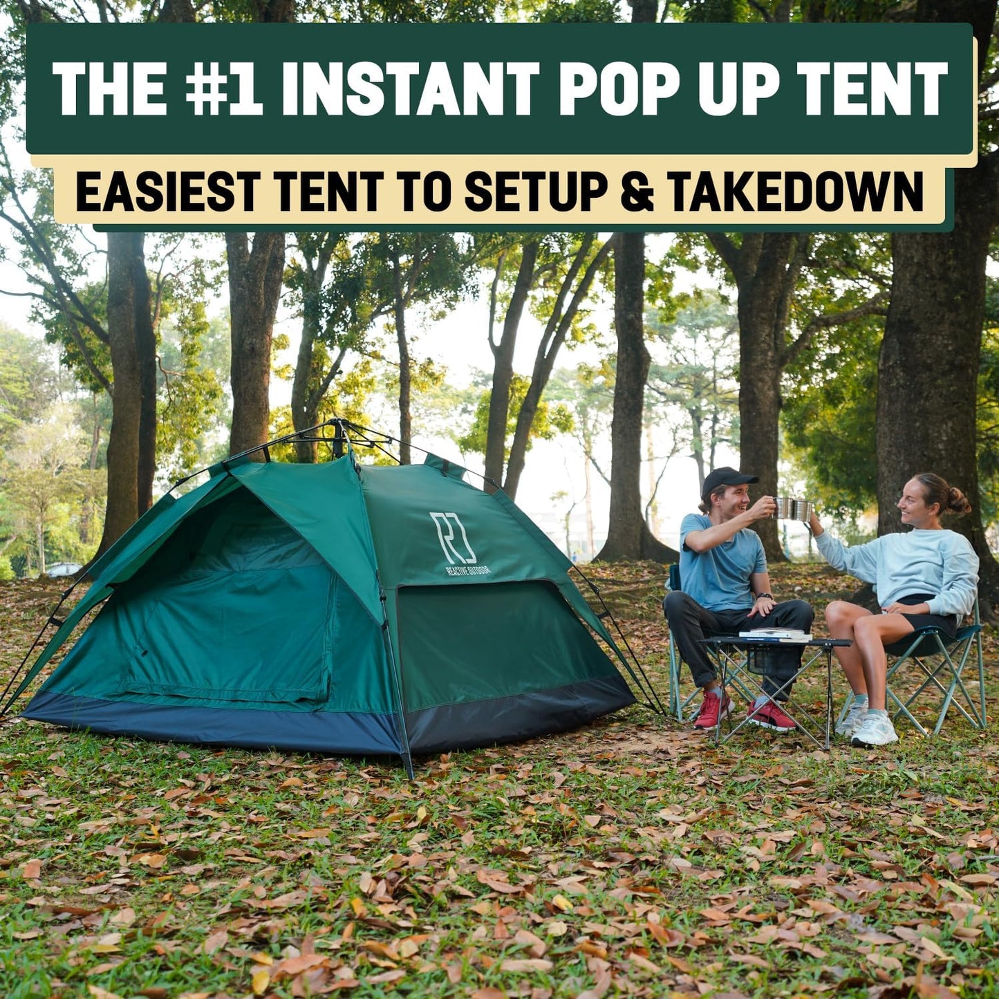 Reactive Outdoor Tent - 3 Second Tent - 3 Sec Instant Pop Up Tent - Easy and Quick Setup Camping Tent - 1 Person Setup Waterproof Double Layer Outdoor Camping Tent (Small (1-2 Person))