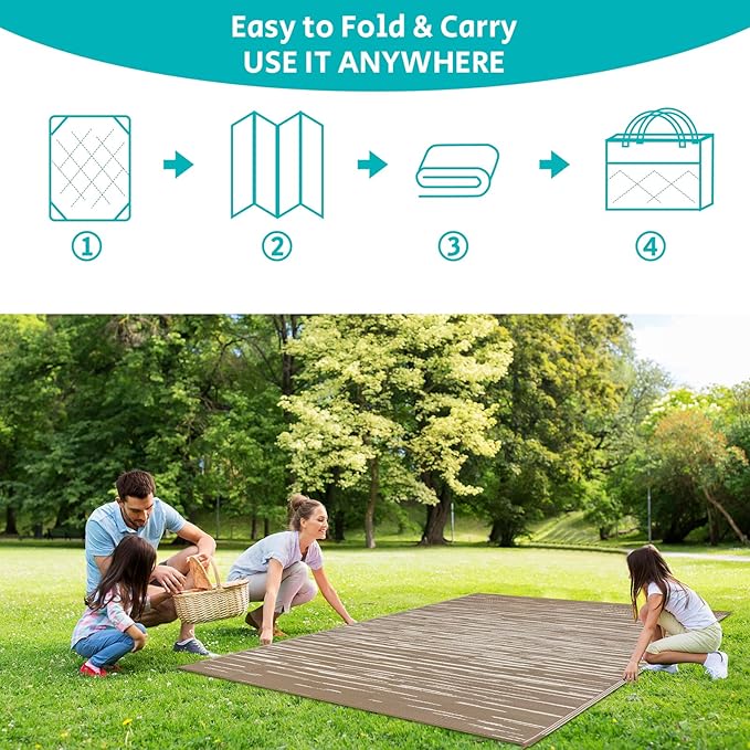HEBE Outdoor Rug 8'x10' for Patios Clearance Waterproof Patio Mat Plastic Straw Rug Reversible RV Camping Tent Rug Outside Indoor Outdoor Area Rugs for RV,Deck,Beach,Balcony,Camper