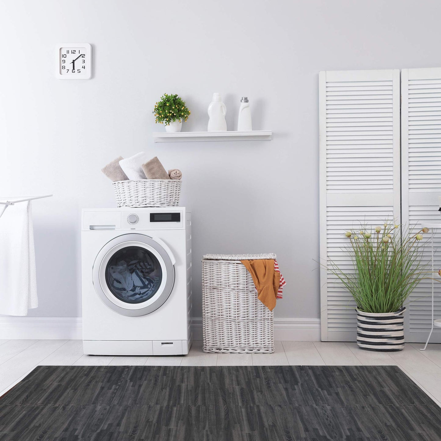 Forest Floor 3/8 Inch Thick Printed Foam Tiles, Premium Wood Grain Interlocking Foam Floor Mats, Anti-Fatigue Flooring – Stylish Flooring Solution, Carbon, 16 Sq Ft