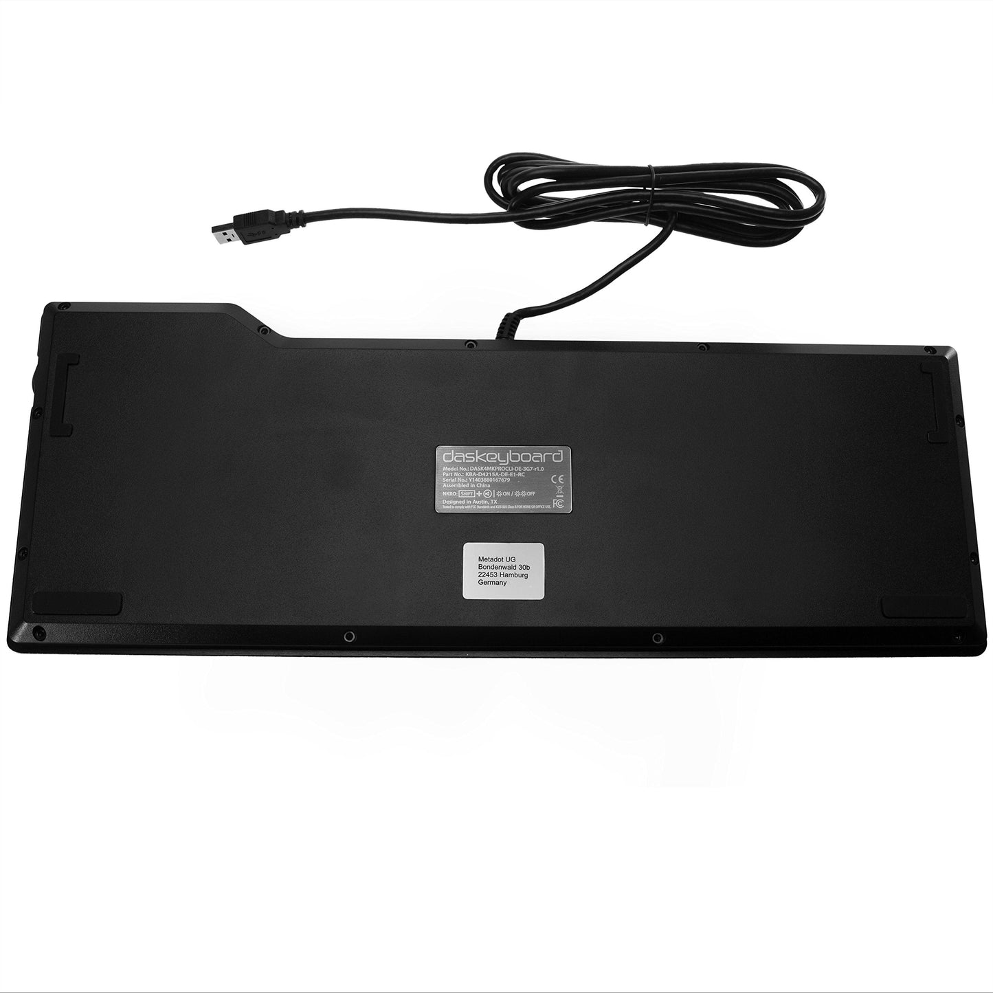Das Keyboard 4 Ultimate Blank Wired Mechanical Keyboard, Cherry MX Blue Mechanical Switches, 2-Port USB 3.0 Hub, Volume Knob, Aluminum Top (104 Keys, Black)