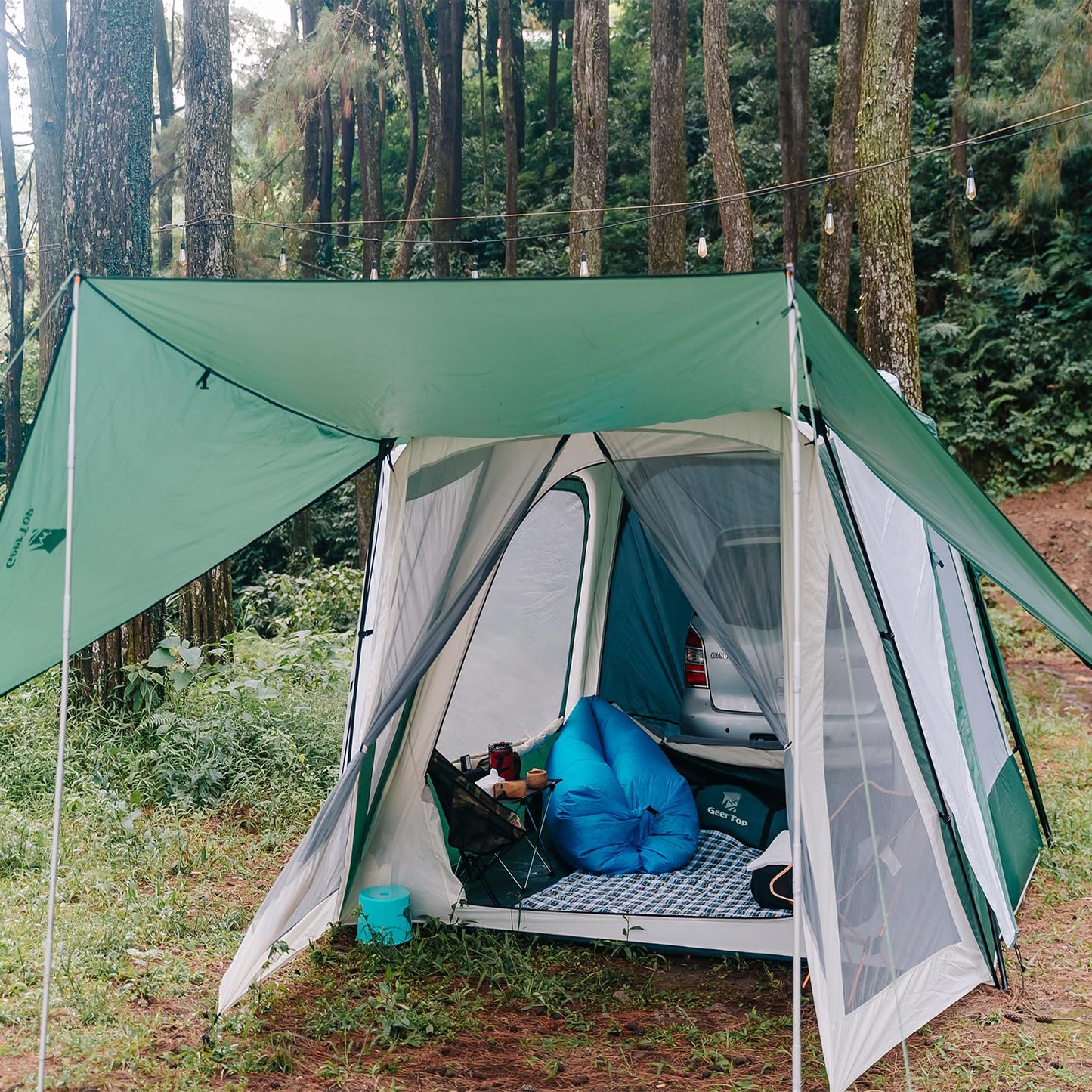GEERTOP Large Instant SUV Tent for Camping 6 Person Car Tailgate Tent Attachment to SUV with 6' x 7' Screen Room Vestibule Awning Porch