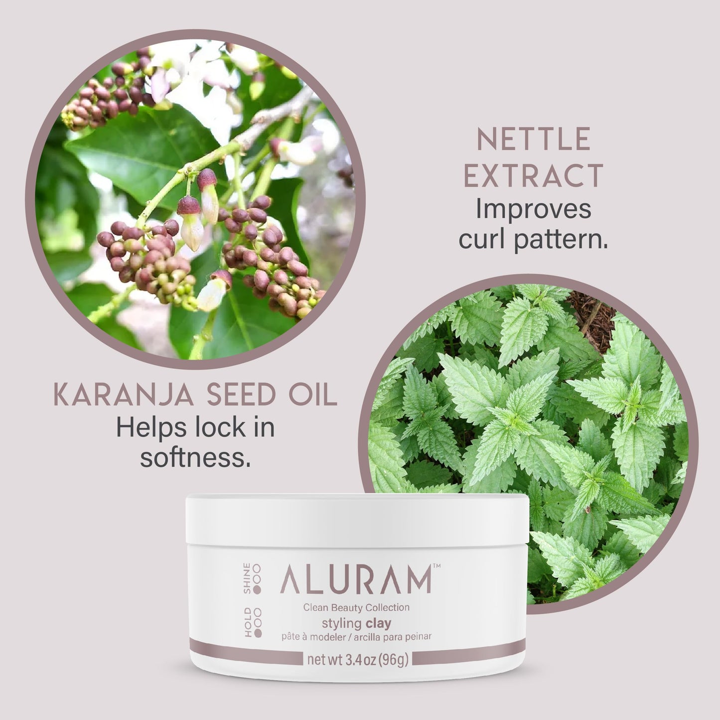 ALURAM Hair Styling Clay, Soft Satin Finish, Clean Beauty Haircare for All Hair Types, 3.4 Fl Oz