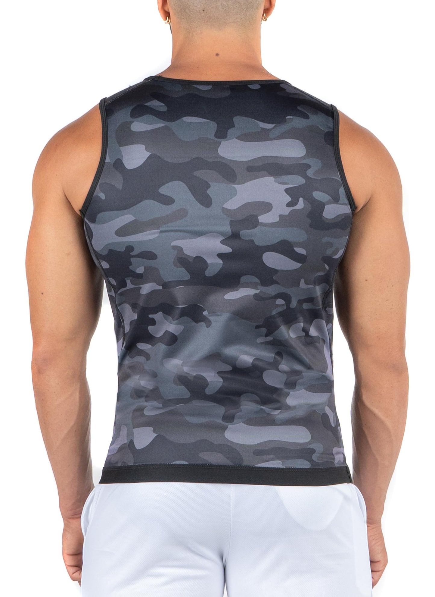 Kewlioo Men's Heat Trapping Pullover Sweat Enhancing Vest - Compression Vest Shirt Shapewear Top - Gym Exercise Versatile Heat Shaper Jacket (Gray Camo, S/M)