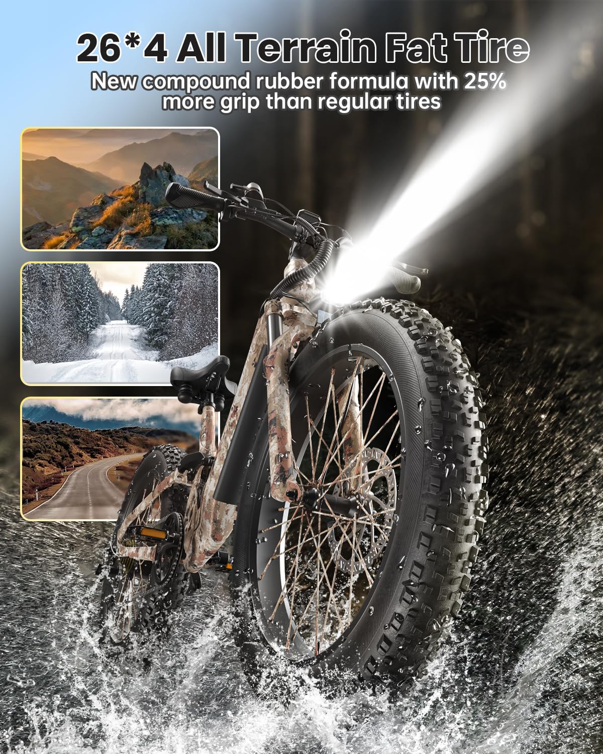 PUCKIPUPPY Electric Bike for Adults 960W, 48V 20AH Battery Electric Bicycles, 26" x 4" Fat Tire Full Suspension Step-Thru Ebike, 28MPH Electric Mountain Bike, 7 Speed, 80Miles Range-BoxerST