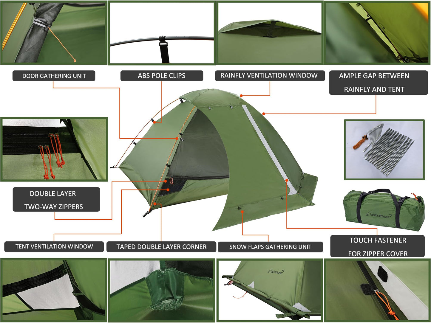 Clostnature Libra Lightweight Backpacking Tent - 2 Person 4 Season Ultralight Waterproof Camping Tent, Large Size Easy Setup Tent for Winter, Cold Weather, Family, Outdoor, Hiking and Mountaineering