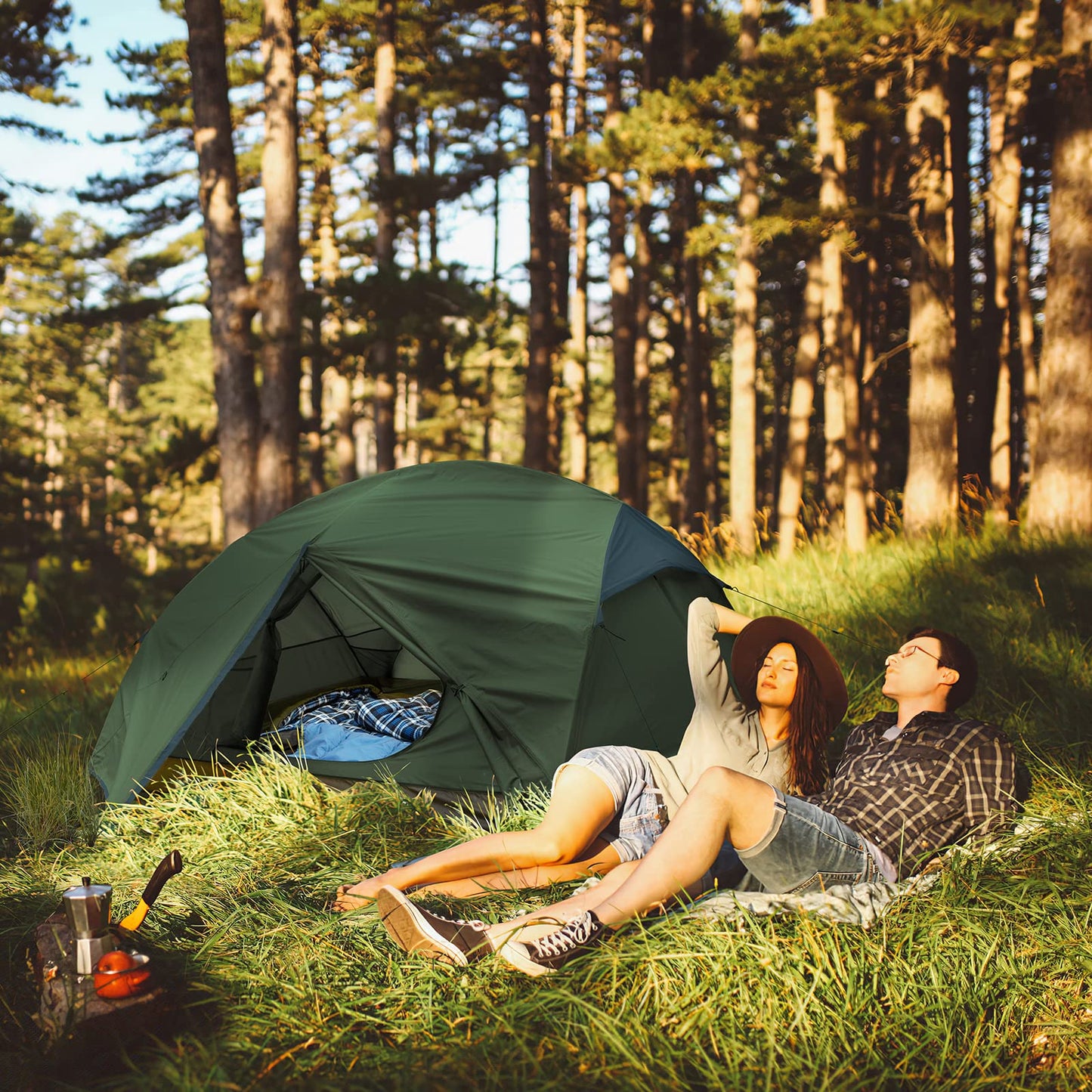 Bessport Camping Tent for 2 Person, Lightweight Backpacking Tent Waterproof Windproof Two Doors Easy Setup Double Layer Outdoor Tents for 3 to 4 Seasons, Suitable for Outdoor,Hiking,Camping