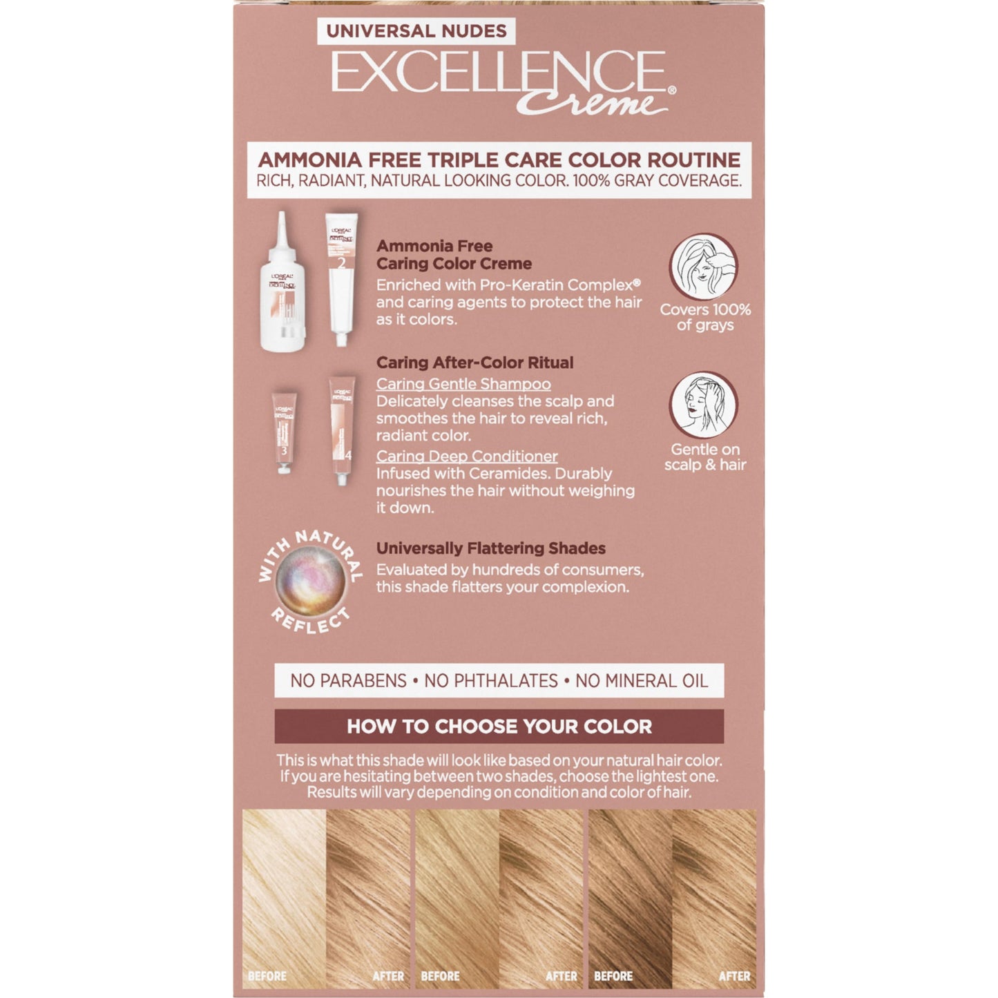 L’Oréal Paris Excellence Universal Nudes Permanent Hair Color, Ammonia Free Hair Dye for Gray Hair Coverage, 9N Natural Light Blonde, 1 Hair Dye Kit