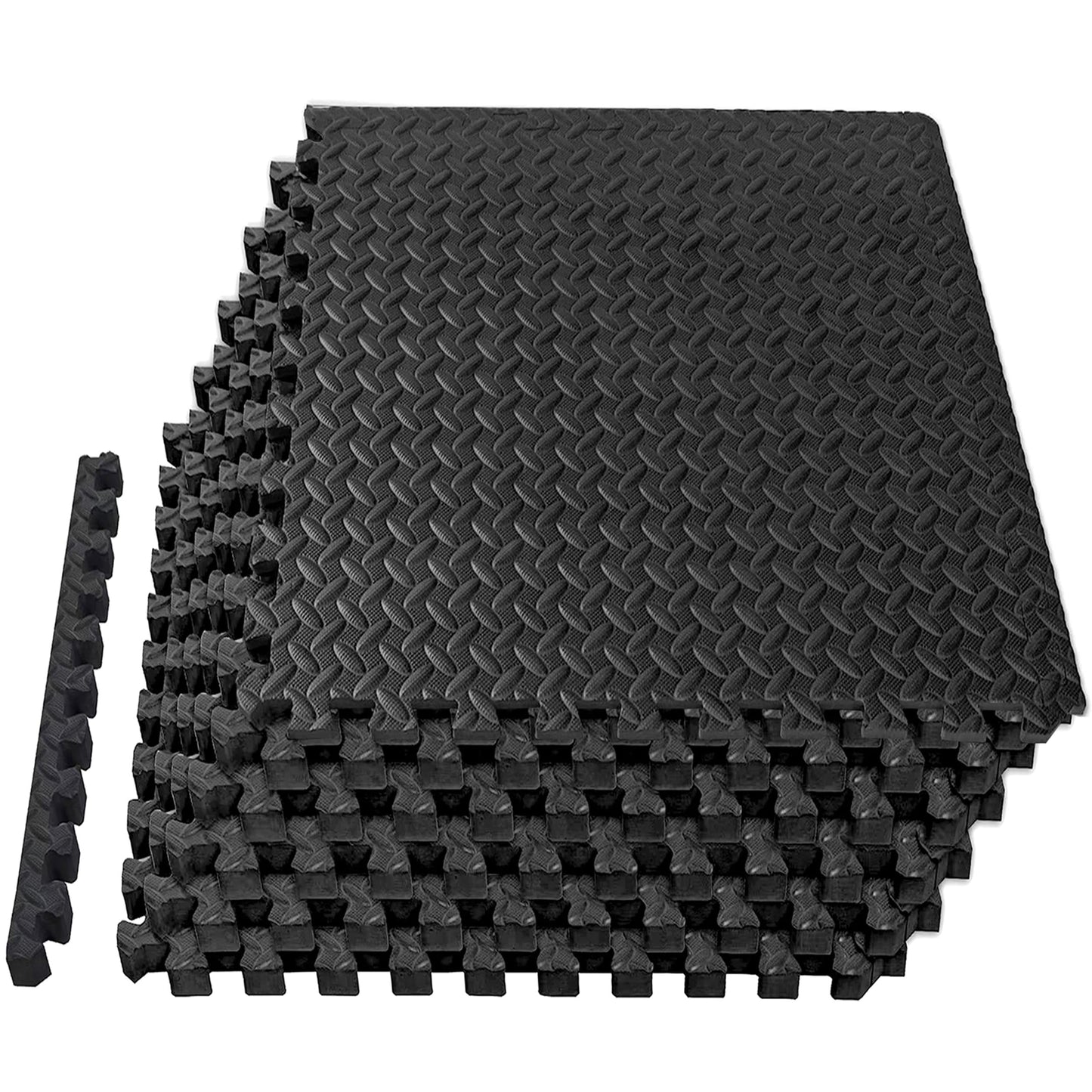 Mat Block EVA Exercise Floor Mats: Interlocking Foam Tile Performance Mats - 6 Tiles (Area: 24 SQ FT) 1/2 inch Thickness, EVA Home Gym Exercise Floor Mats for All Exercises or Equipment, Black