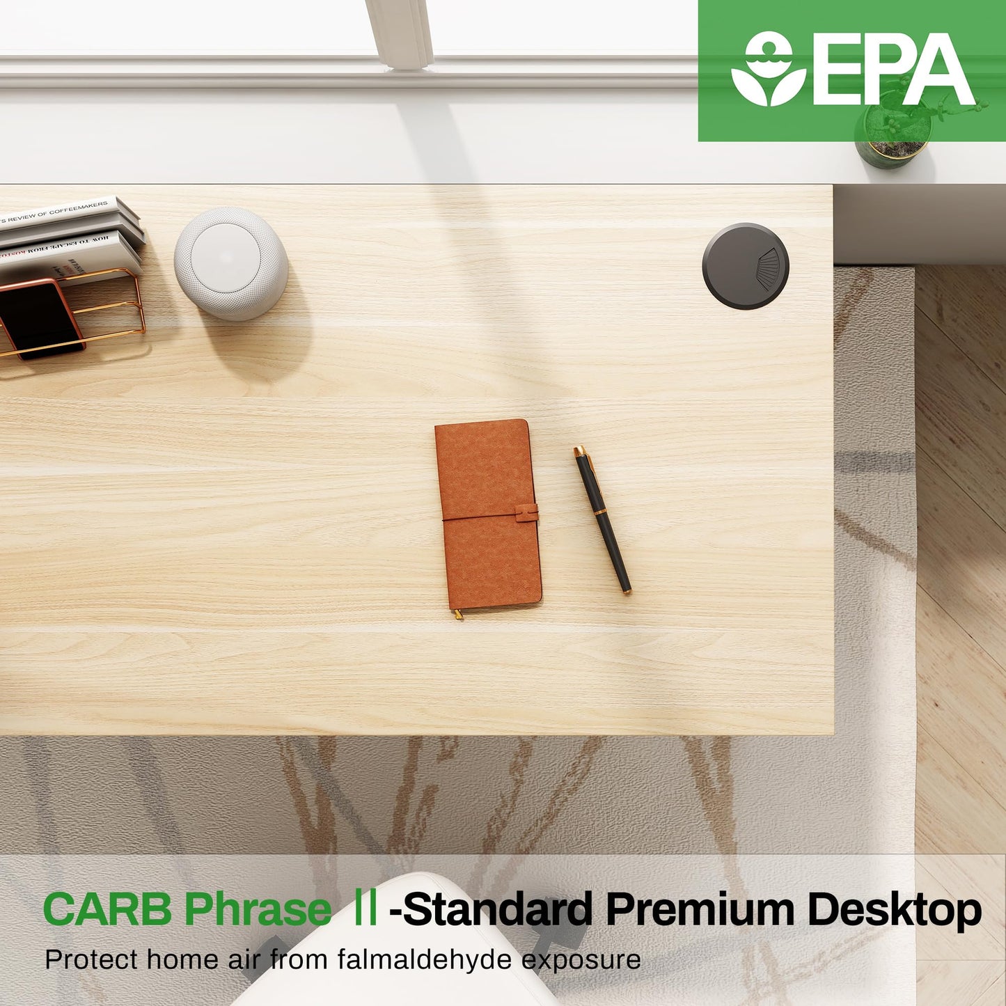 EE EUREKA ERGONOMIC 47 Inch Walnut Home Office PC Computer Desk, Simple Modern Work Study Writing Gaming Table for Small & Medium Spaces Desktop with Black Metal Legs, Sturdy & Easy Assembly