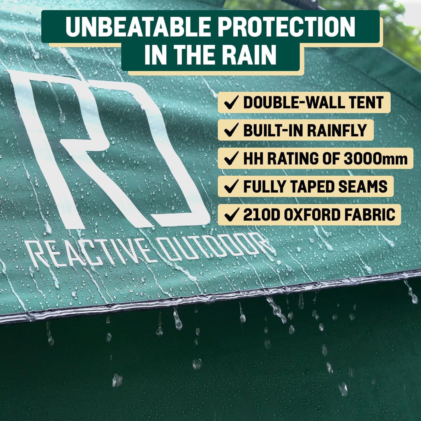 Reactive Outdoor Tent - 3 Second Tent - 3 Sec Instant Pop Up Tent - Easy and Quick Setup Camping Tent - 1 Person Setup Waterproof Double Layer Outdoor Camping Tent (Small (1-2 Person))