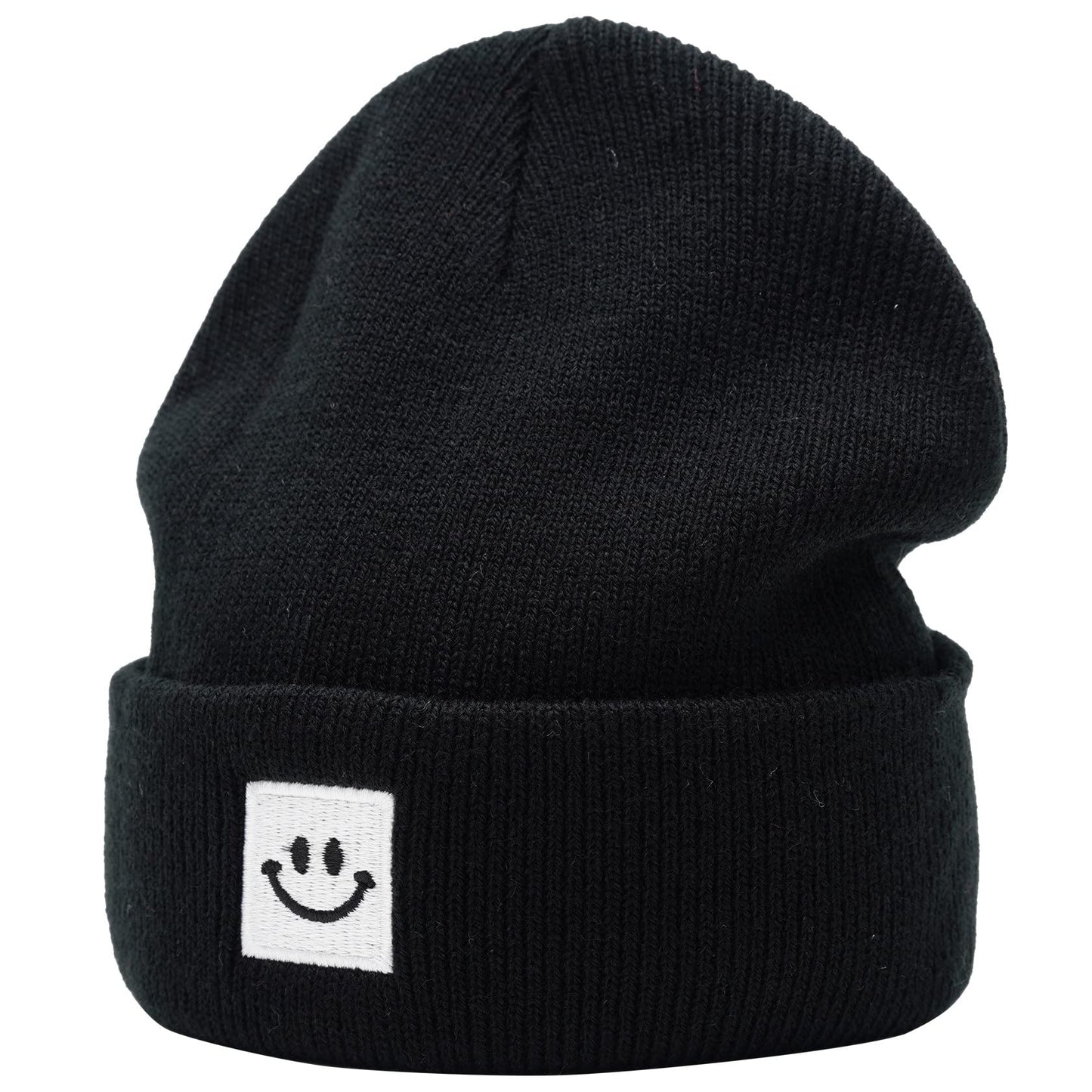 55cube Knit Cuffed Beanie for Men Women 2Pack White/Black