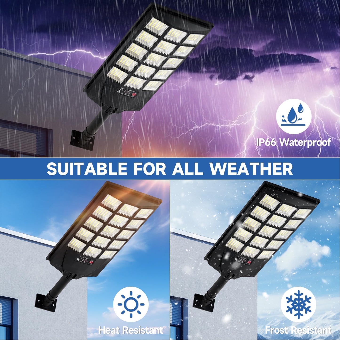 Aqraou Solar Lights Outdoor Waterproof, 6500K Dusk to Dawn Solar Street Light Motion Sensor with Remote Control, LED Security Light for Outside Garden Yard Parking Lot, Oudoor Flood Lights, 4PACK
