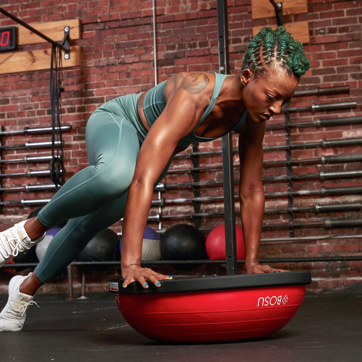 BOSU 26 Inch Pro Balance Trainer Ball Exercise Fitness Gym Equipment for Yoga, Sports, Personal Trainer, and Physical Therapy, Red, Black