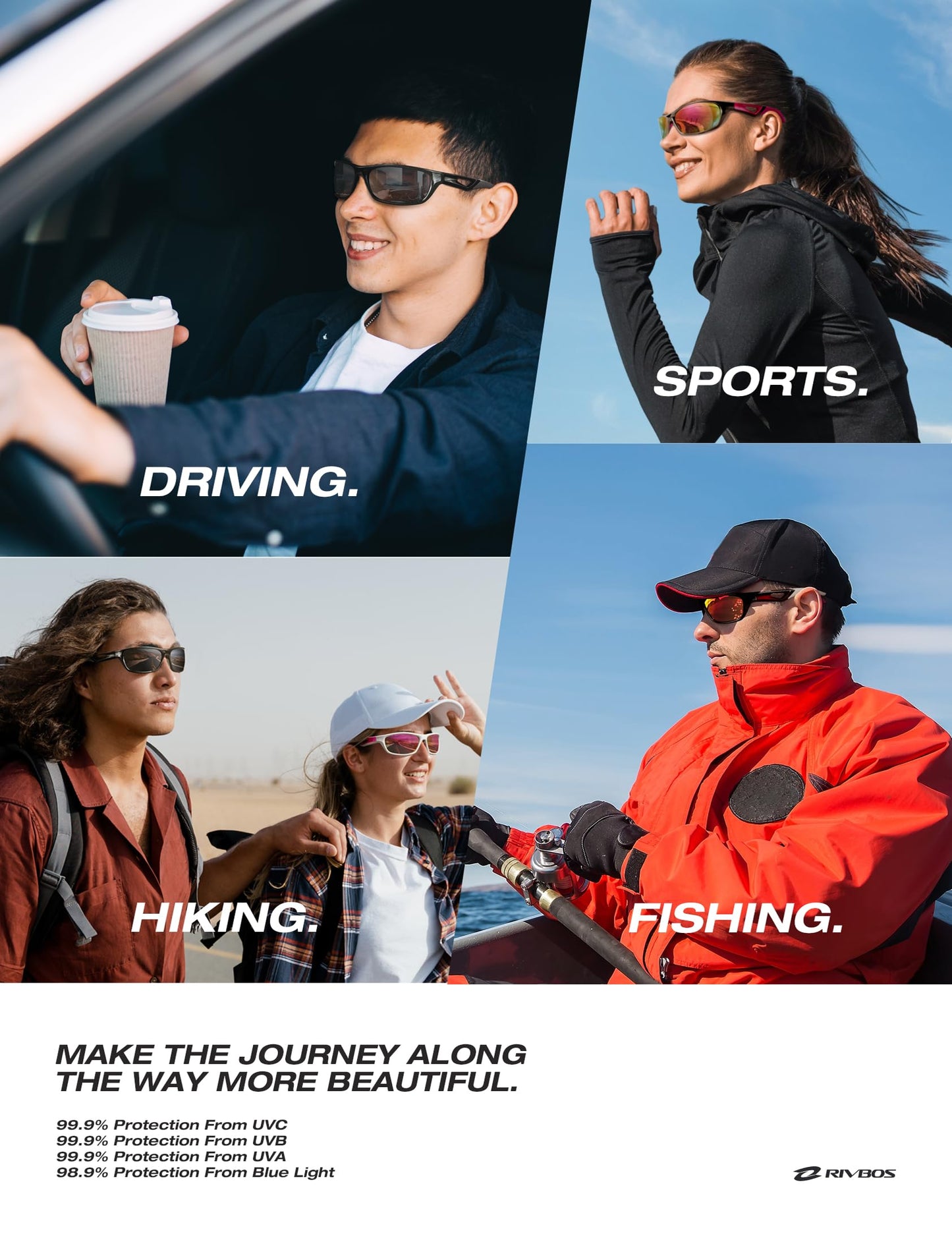 RIVBOS Polarized Sports Sunglasses Driving Glasses for Men Women Tr90 Unbreakable Frame for Cycling Baseball Running Rb831 (Black&Black Mirror Lens)