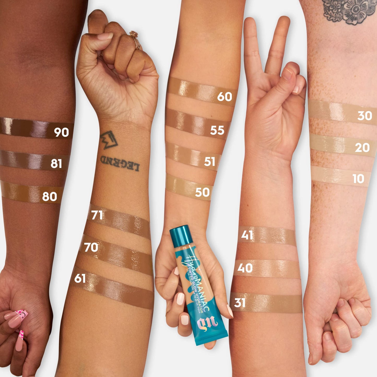 Urban Decay Hydromaniac Dewy Foundation (70 Deep Warm), Hydrating Tinted Moisturizer for Dry Skin, Buildable Medium Coverage, Non-comedogenic, Vegan, Cruelty-free - 1.1 fl oz