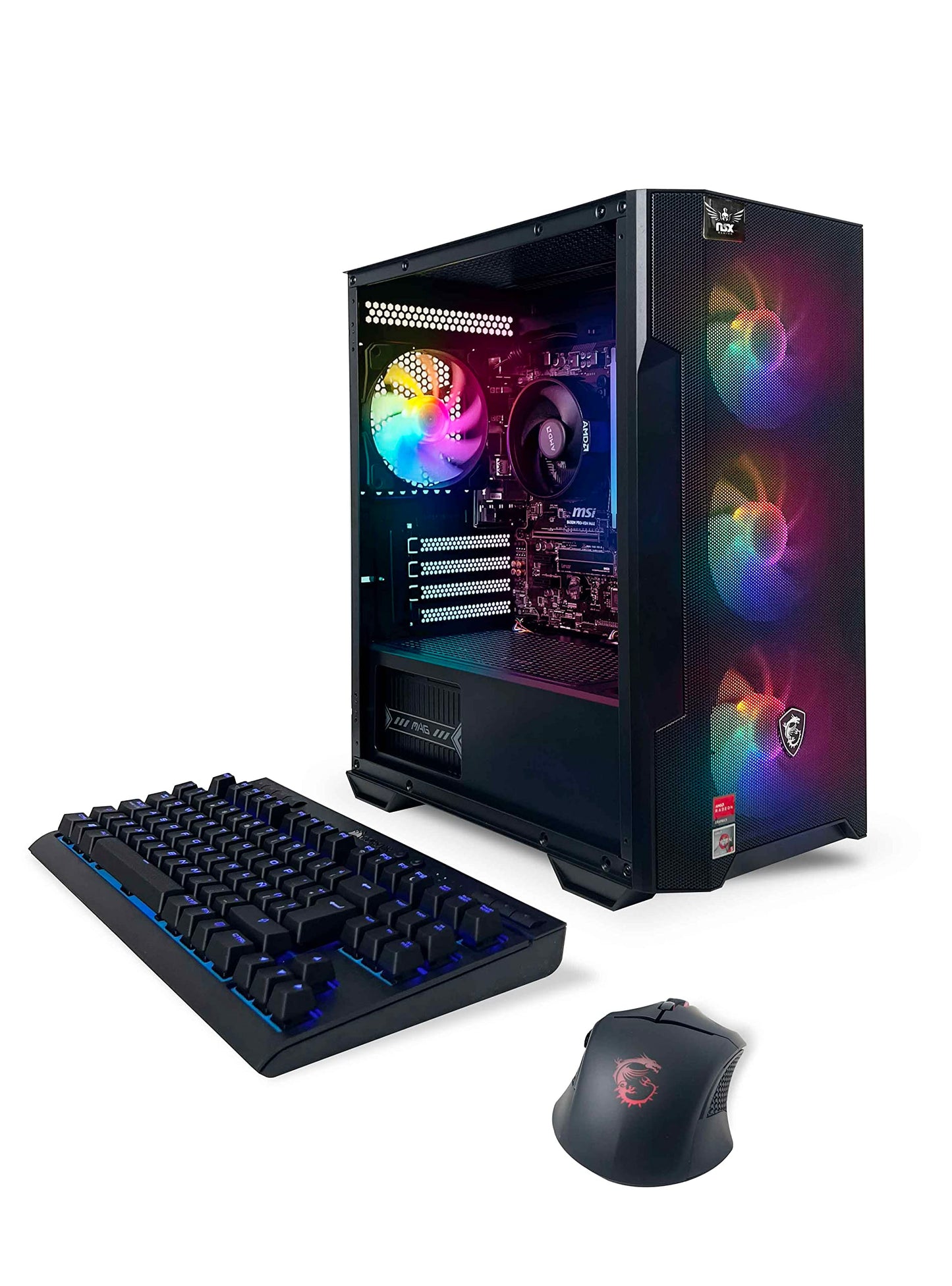 NSXGAMING Nova Desktop Gaming Computer (AMD Ryzen 5 5600G, 16GB 2 * 8 GB DDR4 3600, 512Gb M2 NVME SSD, RGB Fans, W11 64-bit Ready, Wify Ready, Mouse and Keyboard)