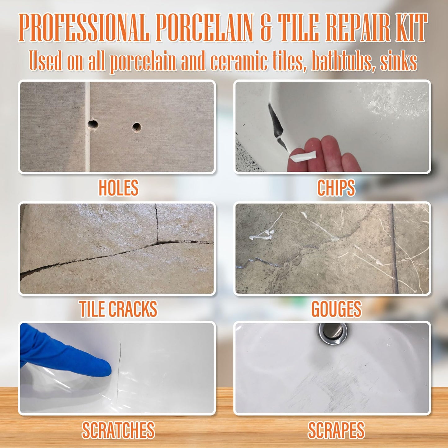 Ankita Ceramic Tile Repair Kit (Beige/White Kit), Tile Repair Kit with Super Strong Adhesion, Floor Cracked Tile Filler for Cracks, Chips, Holes on Ceramic, Porcelain, Acrylic, Fiberglass, Enamel