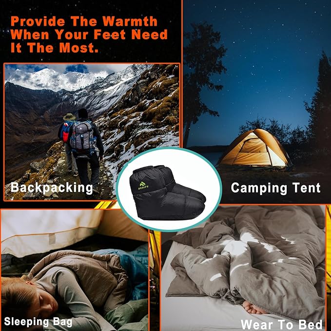 Down Booties Warm Socks Ultralight Sleeping Sock for Camping, Backpacking - Camp Sleeping Bag Tent Down Foot Warmer for Men & Women