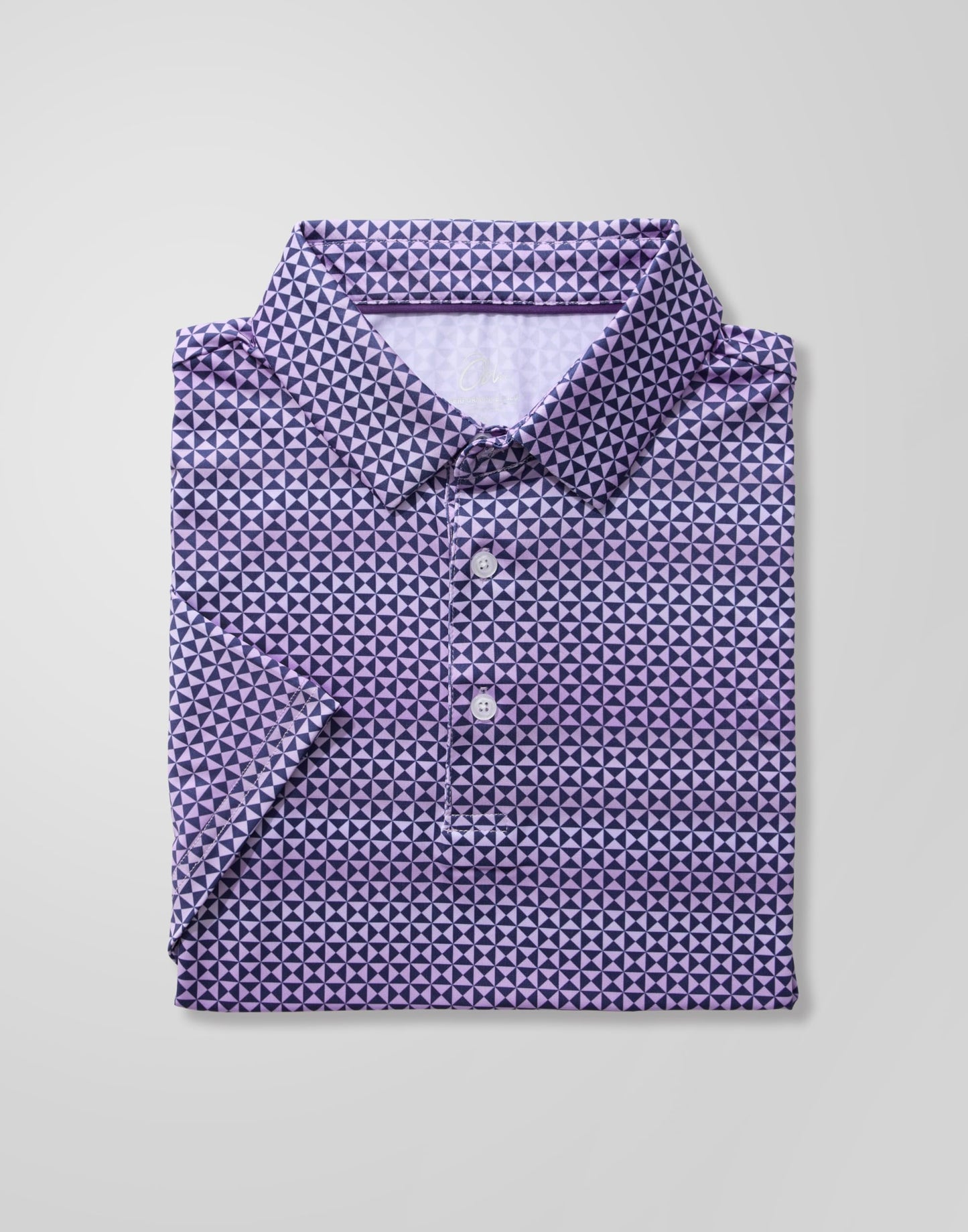 Obla Mens Golf Polo Shirts Short Sleeve Dry Fit Performance Moisture Wicking Casual Print Collared Golf Shirts for Men(Purple Square_S)