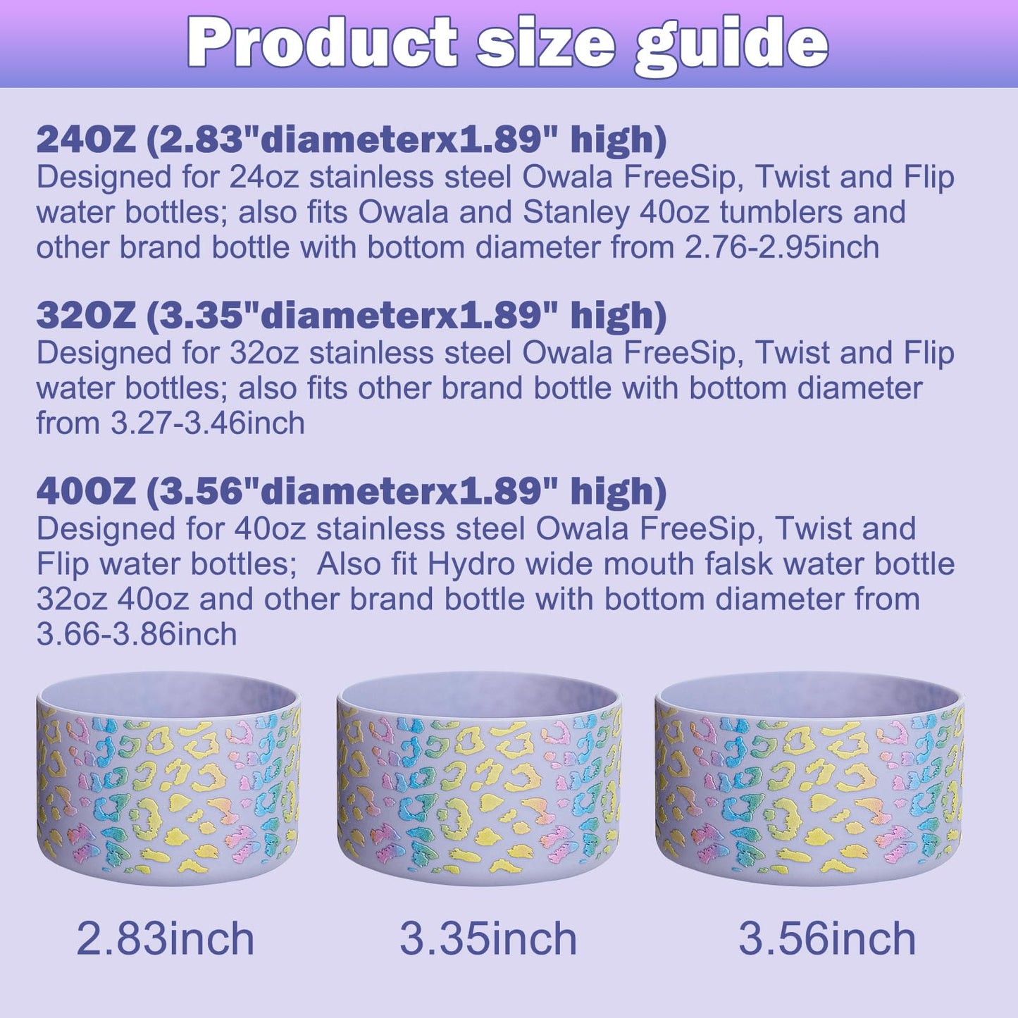 WK IEASON 2Pcs Silicone Water Bottle Boot for Owala 24oz, Protective Flask Bottom Cover Base for Owala FreeSip Twist and Flip Flask Bottles (Leo cream/pink, 24OZ)
