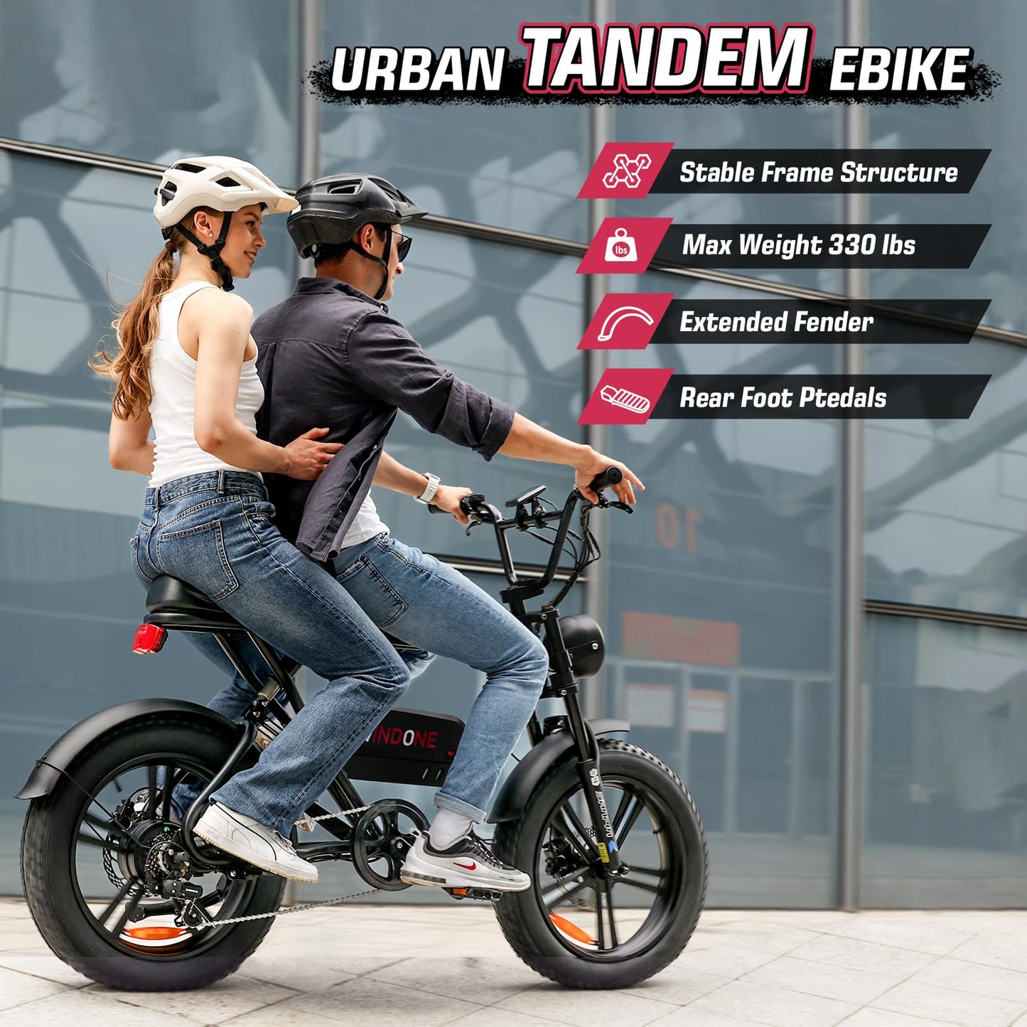 Windone K2 Electric Bike for Adult,Ebike for Adults with 750W Power Motor,48V13Ah UL Certified Battery,All Terrain 20" Fat Tire Electric Bike Up to 28MPH&46.6Miles Range with Double Seat,Urban E-Bike