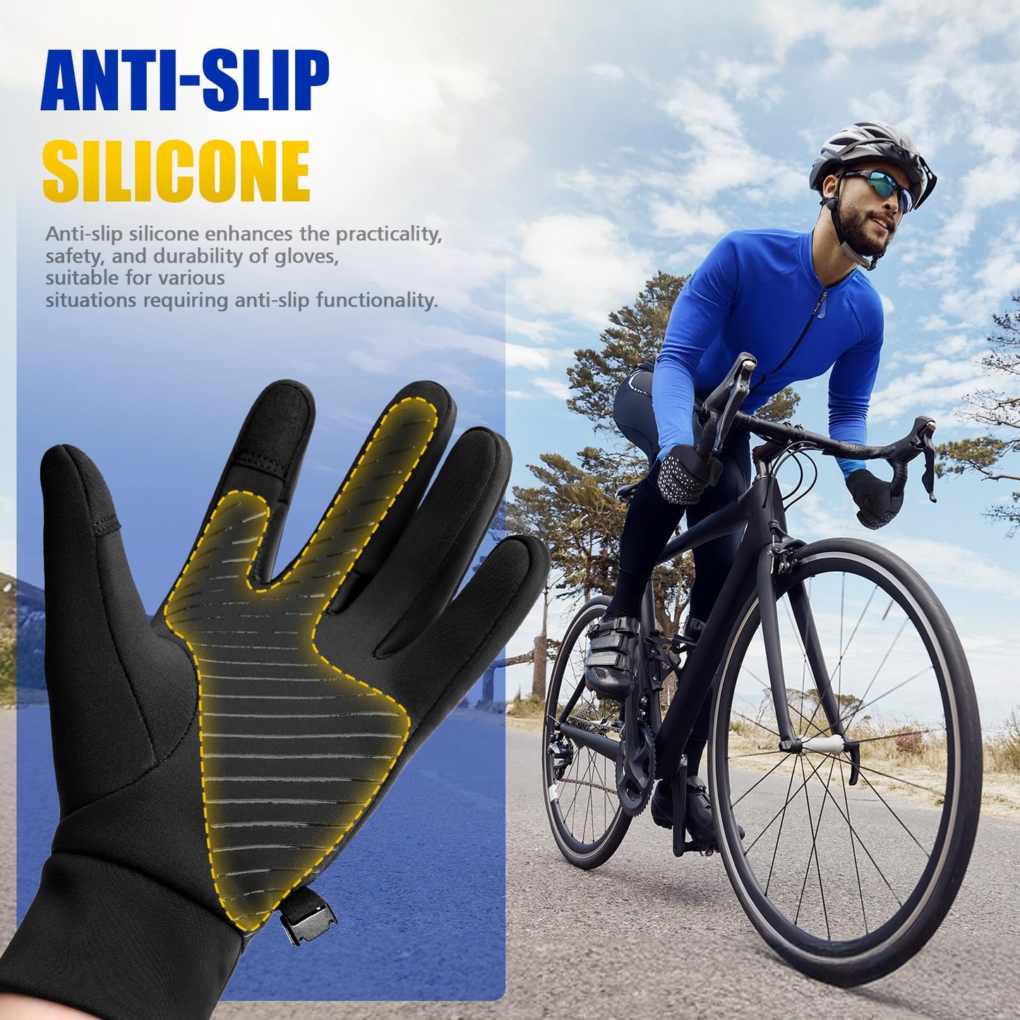 Saliryj Winter Gloves Thermal Warm Touch Screen Gloves Bike Gloves Cycling Gloves for Driving,Cycling,Running,Hiking