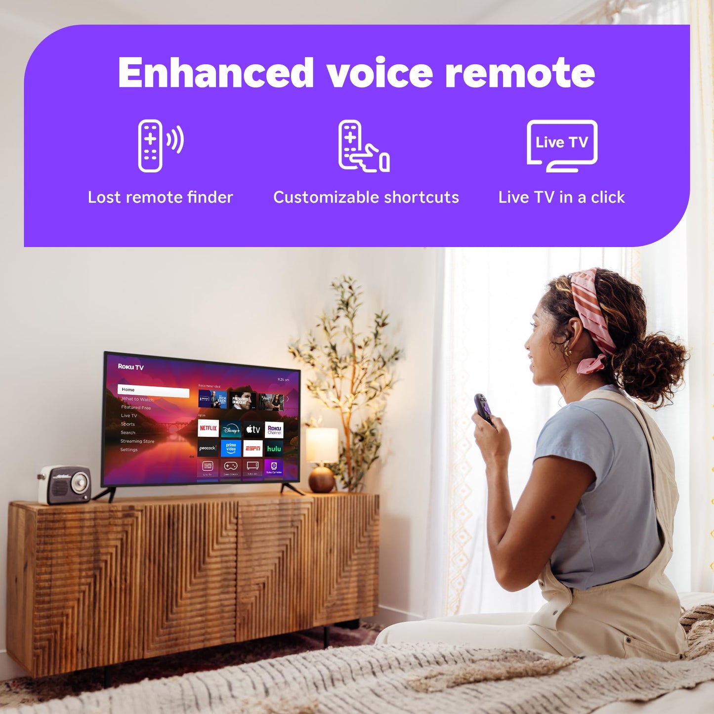 Roku Smart TV 2025 – 65-Inch Plus Series, Mini-LED TV – RokuTV with Enhanced Voice Remote – Flat Screen 4K QLED Television with Dolby Vision & Wi-Fi for Streaming Live Local News, Sports