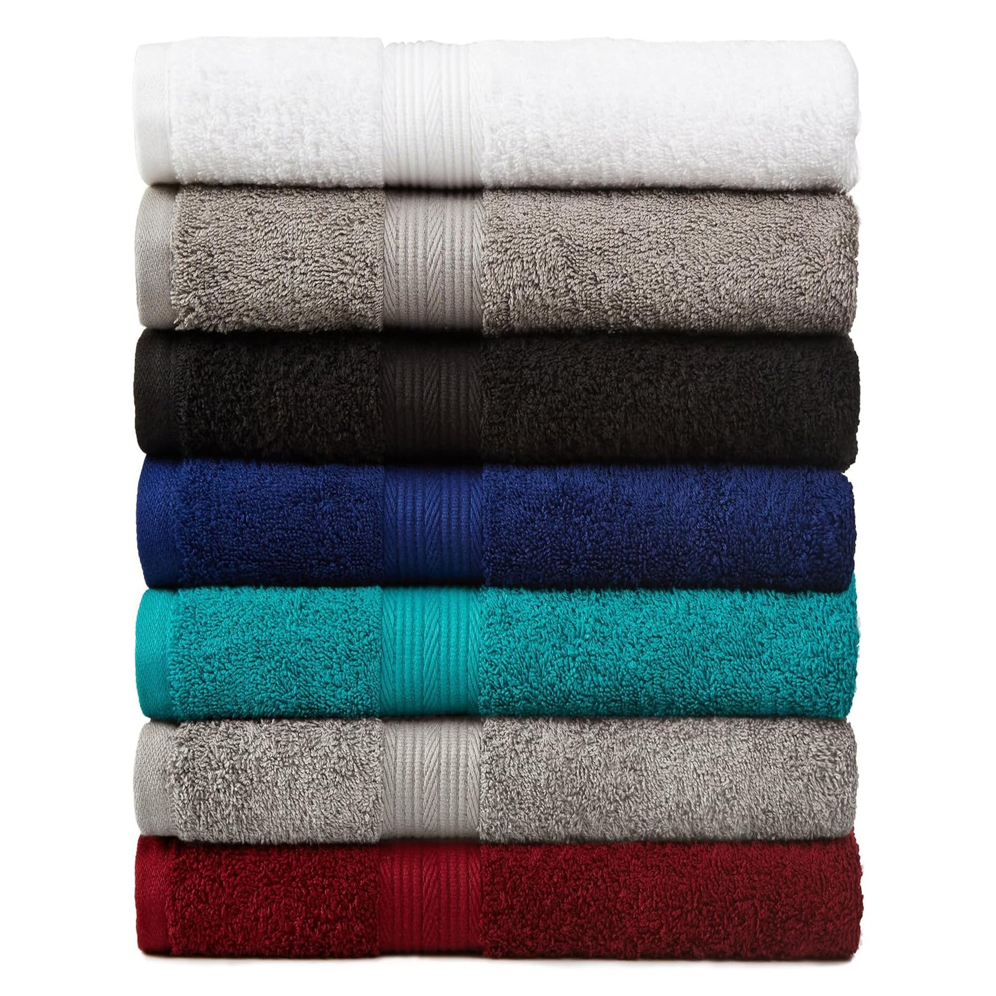 Amazon Basics 6 Piece Oversized Fade resistant Towel set, 100% Cotton towels for bathroom, soft and absorbent, 2 Bath Towels, 2 Hand Towels and 2 Washcloths bathroom towel set, Teal