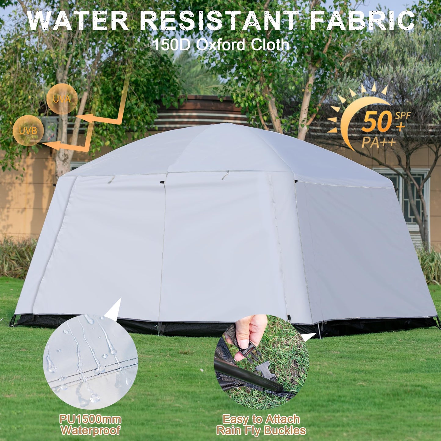Castle Unicorn 4-6 Person Camping Tent, Large Family Cabin Tents with Porch & Rainfly, Double Layer Waterproof Glamping Tent with 2 Rooms 2 Doors, Portable Big Tents for Outdoor Camping Hiking Party