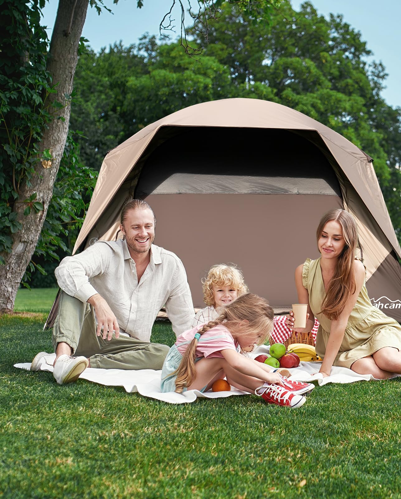 LOYEAHCAMP 4 Person Blackout Camping Tent, Easy Setup Waterproof Family Dome Tent for Camping with Rainfly, Portable Double Layer Large Family Tent for Outdoor Camping&Hiking