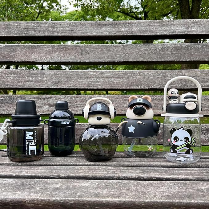 Black Leak-Proof Water Bottle with Flip Top Reusable Plastic Drinking Bottle for School, Gym and Workout (Classic)