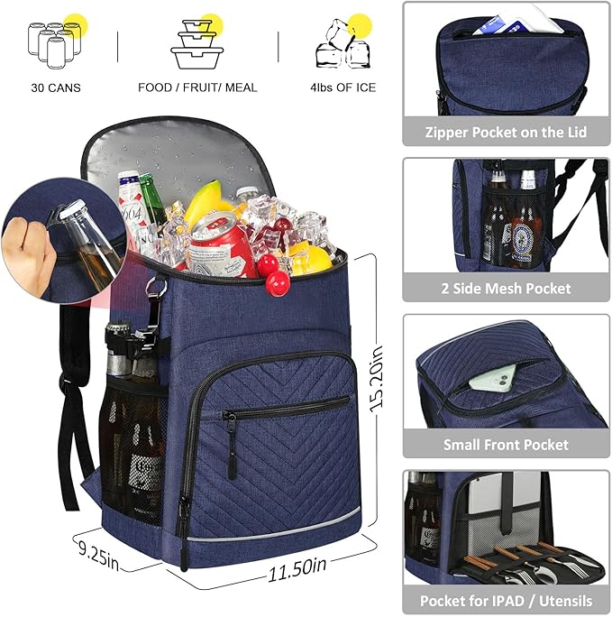 Cooler Backpack Insulated Leakproof Waterproof Backpack Cooler Bag 30/45 Cans, Large Capacity Lightweight Travel Camping Beach Backpack Cooler Ice Chest for Men and Women