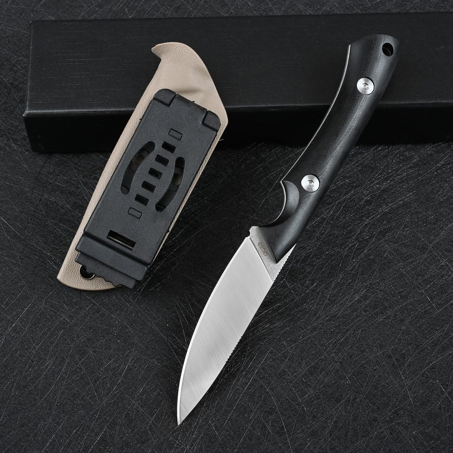 SDOKEDC Knives DC53 Steel Tactical Fixed Blade Knife with kydex sheath for Men EDC Outdoor Camping Survival Hunting (White+G10 Black)