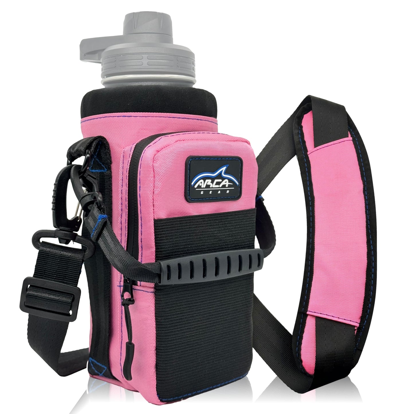 Arca Gear 32 oz Hydro Carrier - Insulated Water Bottle Sling w/Carry Handle, Shoulder Strap, Wallet and Two Pouches - The Perfect Flask Accessory - Sunset Pink