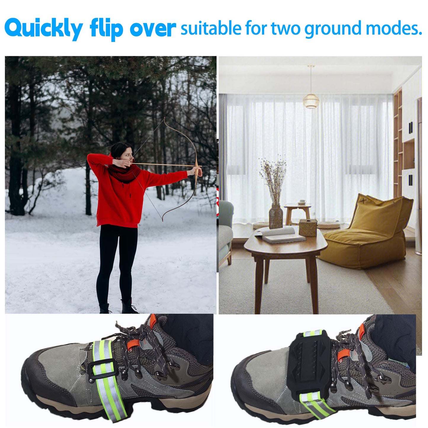 Ice Cleats Mid-Sole Snow Traction Cleats Crampons Easily Rotate Non Slip Grippers for Shoes and Boots Winter Walking on Snow Ice for Men Women,Yellow