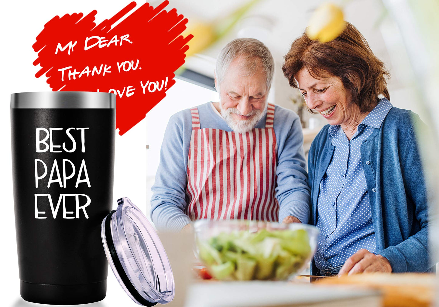 AMZUShome Best Papa Ever Mug.Dad Papa Gifts.Father Gifts,Birthday,Christmas Gifts for Men,Dads,New Daddy,Papa,Father from Wife,Son,Daughter Tumbler(20oz Black)