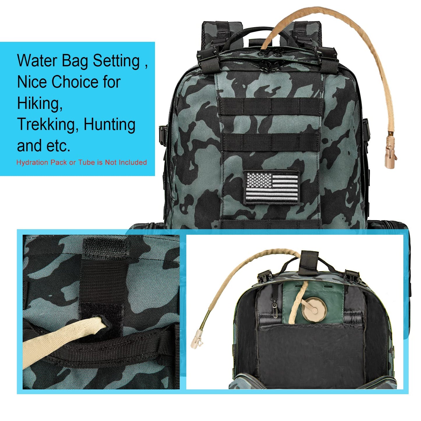 CVLIFE Tactical Backpack Military Army Rucksack 60L Large Assault Pack Detachable Molle Bag