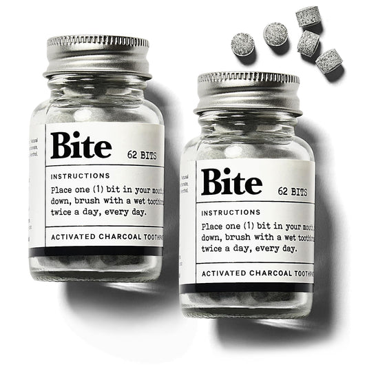 Bite Whitening Toothpaste Tablets – Nano Hydroxyapatite & Xylitol (Mint) | Sensitive Teeth Friendly | No Fluoride, Vegan, Cruelty-Free | Travel-Size | 2 Bottles (124 Bits) | Made in USA