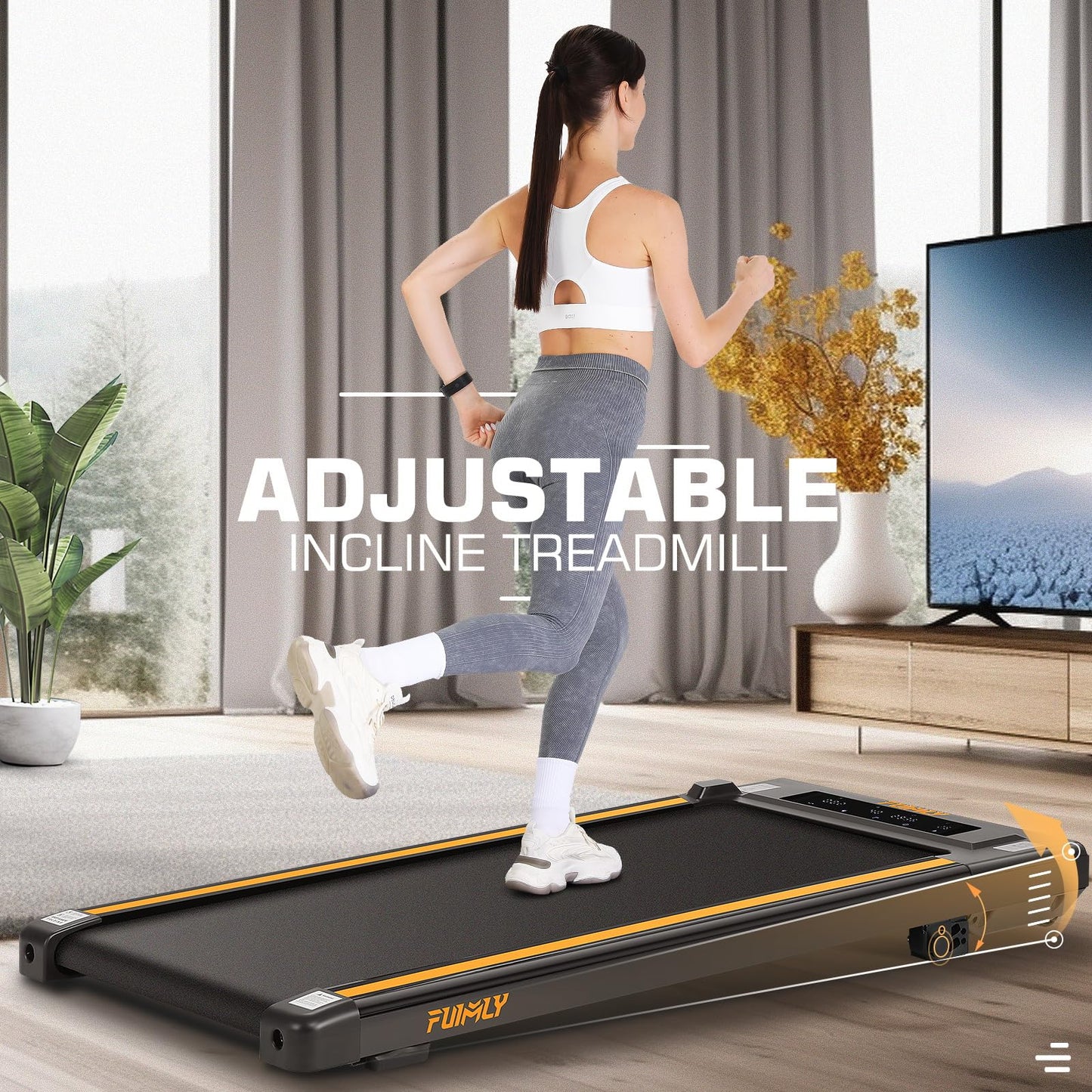 FUNMILY Walking Pad Treadmill Under Desk, 2.5HP Portable Walking Treadmills for Home, 3 in 1 300 Lb Capacity Under Desk Mini Treadmill with Remote Control, Led Touch Screen, Installation-Free(Green)