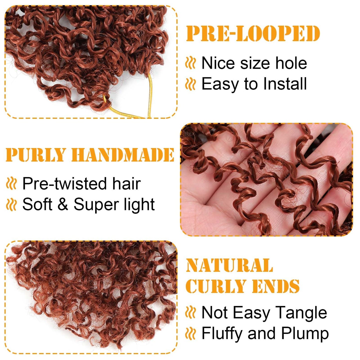 Aksice 8 Packs Yanky Twist Crochet Hair 8 Inch Pre-Twisted Passion Twist Spring Twist Hair with Curly Ends Pre-looped Crochet Braids Hair Extensions for Women (350#)